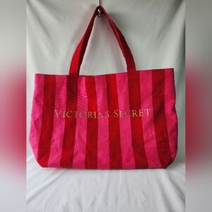 Victoria's Secret large red and pink canvas bag.